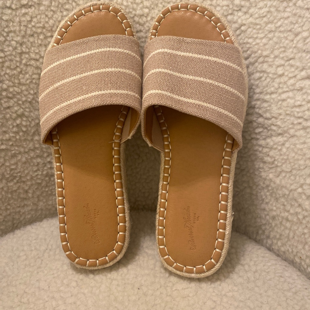 Women's Universal Thread Espadrille Slides Tan/White Size 8.5 - Picture 4 of 5